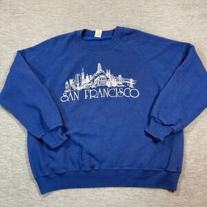 MJ Soffe Sweatshirt Men XL Blue San Francisco Crewneck‎ Made USA 80s Graphic